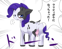 Size: 1280x1024 | Tagged: safe, artist:yajima, rarity, cow, raricow, species swap, translation request, udder