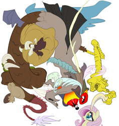 Size: 1920x2029 | Tagged: safe, artist:ja0822ck, discord, fluttershy, pegasus, pony, brainwashing, hypnotized, not salmon, surreal, wat, weird