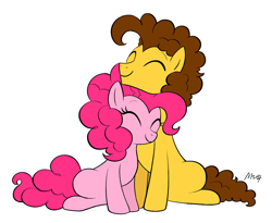 Size: 1280x1050 | Tagged: safe, artist:mn27, cheese sandwich, pinkie pie, earth pony, pony, cheesepie, female, male, neck nuzzle, shipping, simple background, straight, white background