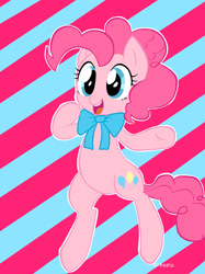 Size: 1280x1707 | Tagged: safe, artist:nijiness, pinkie pie, pony, bipedal, bowtie, happy, solo