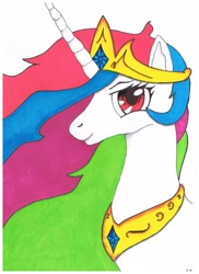 Size: 1700x2338 | Tagged: safe, princess celestia, alicorn, pony, female, horn, mare, smiling, solo