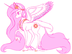 Size: 1400x1050 | Tagged: safe, artist:redshoebox, princess celestia, alicorn, classical unicorn, pony, leonine tail, pinklestia, solo