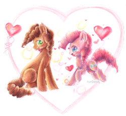 Size: 931x859 | Tagged: safe, artist:aquagalaxy, cheese sandwich, pinkie pie, earth pony, pony, cheesepie, female, heart, male, shipping, straight