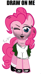 Size: 415x748 | Tagged: safe, artist:scouthiro, pinkie pie, earth pony, pony, draw on me, exploitable meme, meme, solo