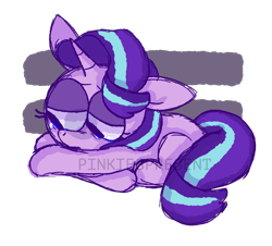 Size: 828x750 | Tagged: safe, artist:pinkiespresent, starlight glimmer, pony, unicorn, lying down, sad, simple background, solo, transparent background, watermark