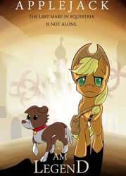 Size: 768x1074 | Tagged: safe, artist:theimmolatedpoet, applejack, winona, earth pony, pony, i am legend, movie poster, saddle bag