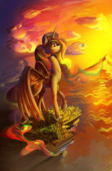 Size: 723x1105 | Tagged: safe, artist:alumx, princess celestia, alicorn, pony, female, mare, profile, solo