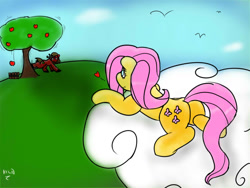 Size: 800x600 | Tagged: safe, artist:kryptchild, big macintosh, fluttershy, earth pony, pegasus, pony, fluttermac, male, shipping, spying, stallion, straight