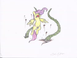 Size: 2249x1700 | Tagged: safe, artist:masterjosh140, fluttershy, pegasus, pony, female, mare, solo, vine