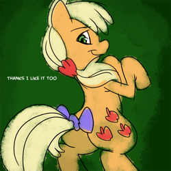 Size: 700x700 | Tagged: safe, artist:fauxsquared, applejack, earth pony, pony, bow, rearing, solo, tail bow, trixie is magic