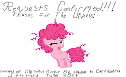 Size: 1198x735 | Tagged: safe, pinkie pie, earth pony, pony, filly, messy mane, solo, wink