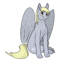 Size: 630x550 | Tagged: safe, artist:fantasyinsanity, derpy hooves, pegasus, pony, ear fluff, female, large wings, mare, simple background, sitting, solo, spread wings, transparent background