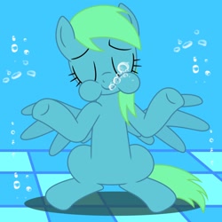 Size: 894x894 | Tagged: safe, artist:dragonboi471, derpy hooves, pegasus, pony, female, lotus position, mare, meditating, shrug, shrugpony, solo, swimming pool, underwater, vector