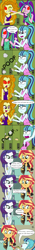 Size: 2032x14457 | Tagged: safe, artist:pony4koma, adagio dazzle, aria blaze, rarity, sonata dusk, sunset shimmer, equestria girls, comic, fight, food, greek, greek mythology, taco, taco tuesday, transformation