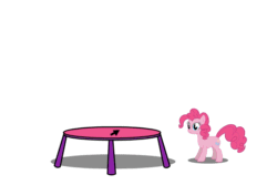 Size: 1200x800 | Tagged: safe, artist:yooyfull, pinkie pie, pony, animated, cursor, cute, diapinkes, flash, fourth wall, game, simple background, solo, trampoline, white background