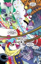 Size: 584x898 | Tagged: safe, derpibooru import, idw, pinkie pie, twilight sparkle, earth pony, pony, spoiler:comic, spoiler:comicm05, comic, idw advertisement, magic trick, ponyacci, preview