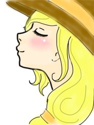 Size: 768x1024 | Tagged: safe, artist:minty-red, applejack, human, humanized, profile, simple background, solo