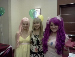 Size: 960x720 | Tagged: safe, artist:satohai, fluttershy, pinkie pie, human, andrea libman, cosplay, irl, irl human, photo