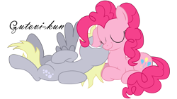 Size: 5075x2854 | Tagged: safe, artist:gutovi, derpy hooves, pinkie pie, earth pony, pegasus, pony, absurd resolution, derpypie, ear bite, female, lesbian, mare, shipping