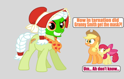 Size: 792x504 | Tagged: safe, artist:death-driver-5000, apple bloom, applejack, granny smith, earth pony, pony, the mask, young granny smith