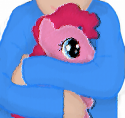 Size: 665x630 | Tagged: safe, artist:totallynotabronyfim, pinkie pie, human, cover art, plushie, smiling