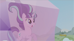 Size: 2560x1442 | Tagged: safe, screencap, starlight glimmer, pony, unicorn, the cutie re-mark, bondage, cloud, crystal, discovery family logo, encasement, s5 starlight, surprised