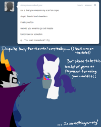 Size: 667x834 | Tagged: safe, artist:bambooharvester, rarity, ask, crossover, eridan ampora, homestuck, rarity replies, tumblr