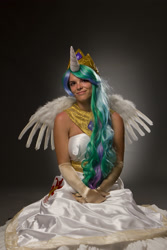 Size: 2000x3000 | Tagged: safe, artist:diamondxfire, princess celestia, human, anime north, clothes, cosplay, evening gloves, irl, irl human, off shoulder, photo, solo