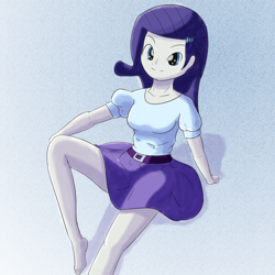 Size: 1000x1000 | Tagged: safe, artist:aggai, rarity, equestria girls, pixiv, sitting, solo