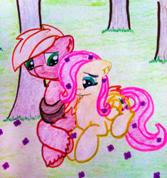 Size: 1926x2047 | Tagged: safe, artist:rarityforever, big macintosh, fluttershy, earth pony, pegasus, pony, fluttermac, male, shipping, stallion, straight, traditional art