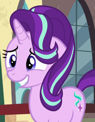 Size: 500x641 | Tagged: safe, screencap, starlight glimmer, pony, unicorn, the parent map, cropped, cute, female, glimmerbetes, grin, mare, nervous, nervous grin, smiling, solo