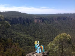 Size: 1024x765 | Tagged: safe, artist:didgereethebrony, derpibooru import, rainbow dash, pony, australia, blue mountains, irl, megalong valley, mlp in australia, photo, ponies in real life, solo, valley