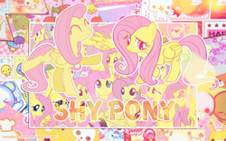 Size: 1920x1200 | Tagged: safe, artist:kamikazelenna, fluttershy, pegasus, pony, collage, filly, vector, wallpaper