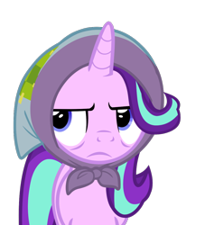 Size: 980x1080 | Tagged: safe, artist:kody02, starlight glimmer, pony, unicorn, the parent map, disgruntled, female, frown, headscarf, mare, scarf, sideways glance, simple background, solo, transparent background, vector