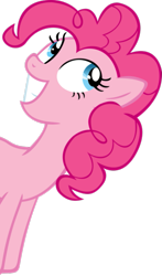 Size: 605x1032 | Tagged: safe, pinkie pie, earth pony, pony, female, fourth wall, juxtaposition bait, mare, pink coat, pink mane, solo