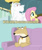 Size: 640x756 | Tagged: safe, bulk biceps, fluttershy, pegasus, pony, rainbow falls, blonde, blonde mane, blonde tail, blue eyes, curtain, ear piercing, exploitable meme, family guy, female, looking to side, looking to the right, male, mare, meme, not brian, open mouth, piercing, pink mane, pink tail, red eyes, replacement meme, smiling, spread wings, stallion, text, vinny griffin, white coat, wings, yellow coat