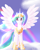 Size: 2415x2994 | Tagged: safe, artist:mcnum, princess celestia, alicorn, pony, cloud, cloudy, looking at you, rainbow, smiling, solo, spread wings