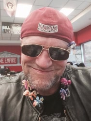 Size: 600x798 | Tagged: safe, derpibooru import, applejack, fluttershy, pinkie pie, rainbow dash, rarity, twilight sparkle, human, actor, figurine, irl, irl human, michael rooker, necklace, photo, selfie, smiling, toy