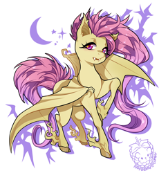 Size: 1000x1086 | Tagged: safe, artist:raspbearyart, fluttershy, bat pony, pony, bats!, flutterbat, race swap, solo