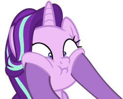 Size: 997x801 | Tagged: safe, artist:famousmari5, firelight, starlight glimmer, pony, unicorn, the parent map, babying, belittling, cheek squish, cute, embarrassed, father and child, father and daughter, female, glimmerbetes, male, parent and child, simple background, squishy cheeks, transparent background, vector