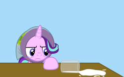 Size: 1280x800 | Tagged: safe, artist:ljdamz1119, starlight glimmer, pony, unicorn, the parent map, exploitable meme, meme, milk, pure unfiltered evil, solo, spilled milk