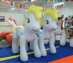 Size: 627x546 | Tagged: safe, derpy hooves, pegasus, pony, bootleg, female, hongyi, inflatable, inflatable toy, irl, mare, photo, pool toy, toy