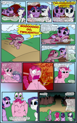 Size: 1024x1638 | Tagged: safe, artist:firefanatic, derpibooru import, pinkie pie, rarity, spike, twilight sparkle, twilight sparkle (alicorn), alicorn, dragon, earth pony, pony, unicorn, alliance, comic, crying, drama queen, everfree forest, fainting couch, female, mare, pinkamena diane pie, pinkie sense