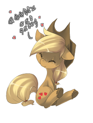 Size: 600x800 | Tagged: dead source, safe, artist:loyaldis, applejack, earth pony, pony, eyes closed, female, simple background, sitting, solo, underhoof, unshorn fetlocks