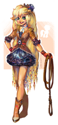 Size: 1093x2357 | Tagged: safe, artist:rinaromu, applejack, human, clothes, dress, eared humanization, humanized, lasso, pony coloring, solo