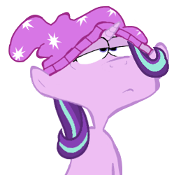 Size: 290x291 | Tagged: safe, starlight glimmer, pony, unicorn, beanie, bust, crossover, double d, ed edd n eddy, equestria girls outfit, female, hat, mare, simple background, solo, transparent background