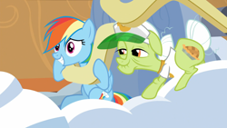 Size: 1920x1080 | Tagged: safe, derpibooru import, screencap, granny smith, rainbow dash, pegasus, pony, grannies gone wild, roller coaster