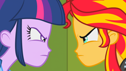 Size: 1920x1080 | Tagged: safe, screencap, sunset shimmer, twilight sparkle, equestria girls, equestria girls (movie), face to face