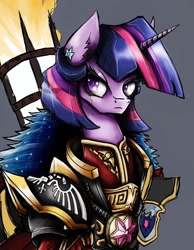 Size: 884x1140 | Tagged: safe, artist:europamaxima, derpibooru import, twilight sparkle, armor, solo, warhammer (game), warhammer 40k