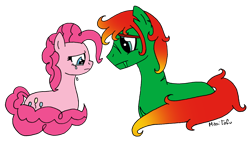 Size: 900x510 | Tagged: safe, pinkie pie, oc, earth pony, pony, crying, frown, prone, sad